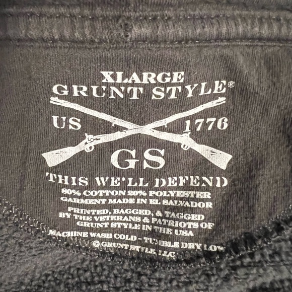 Grunt Style Black Hoodie with White Print - Picture 3 of 3